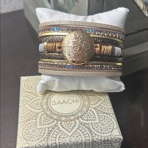 Saachi Gold and Brown Multi-Layered Bracelet